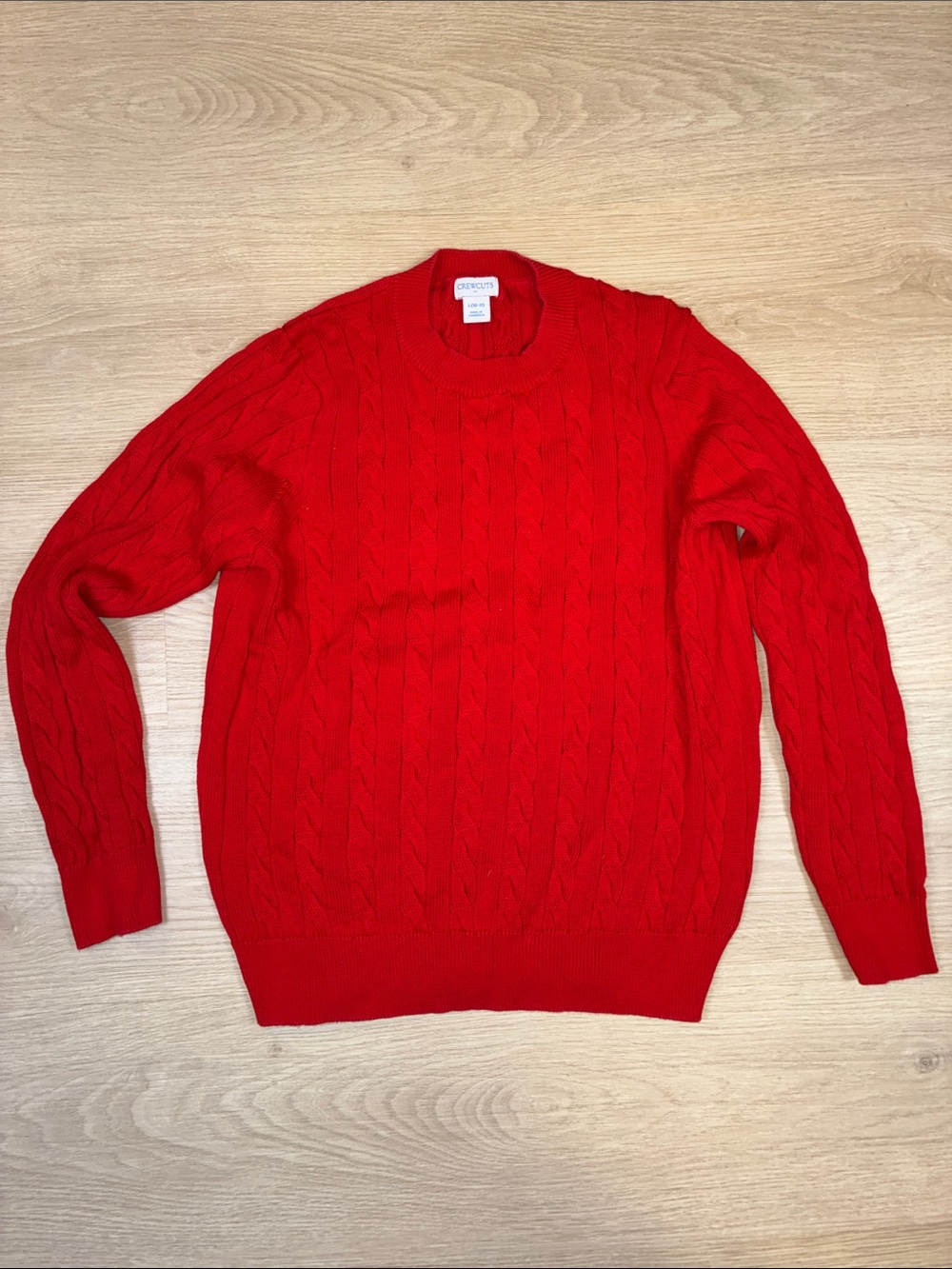 Crewcuts Red Cable-Knit Crewneck Sweater